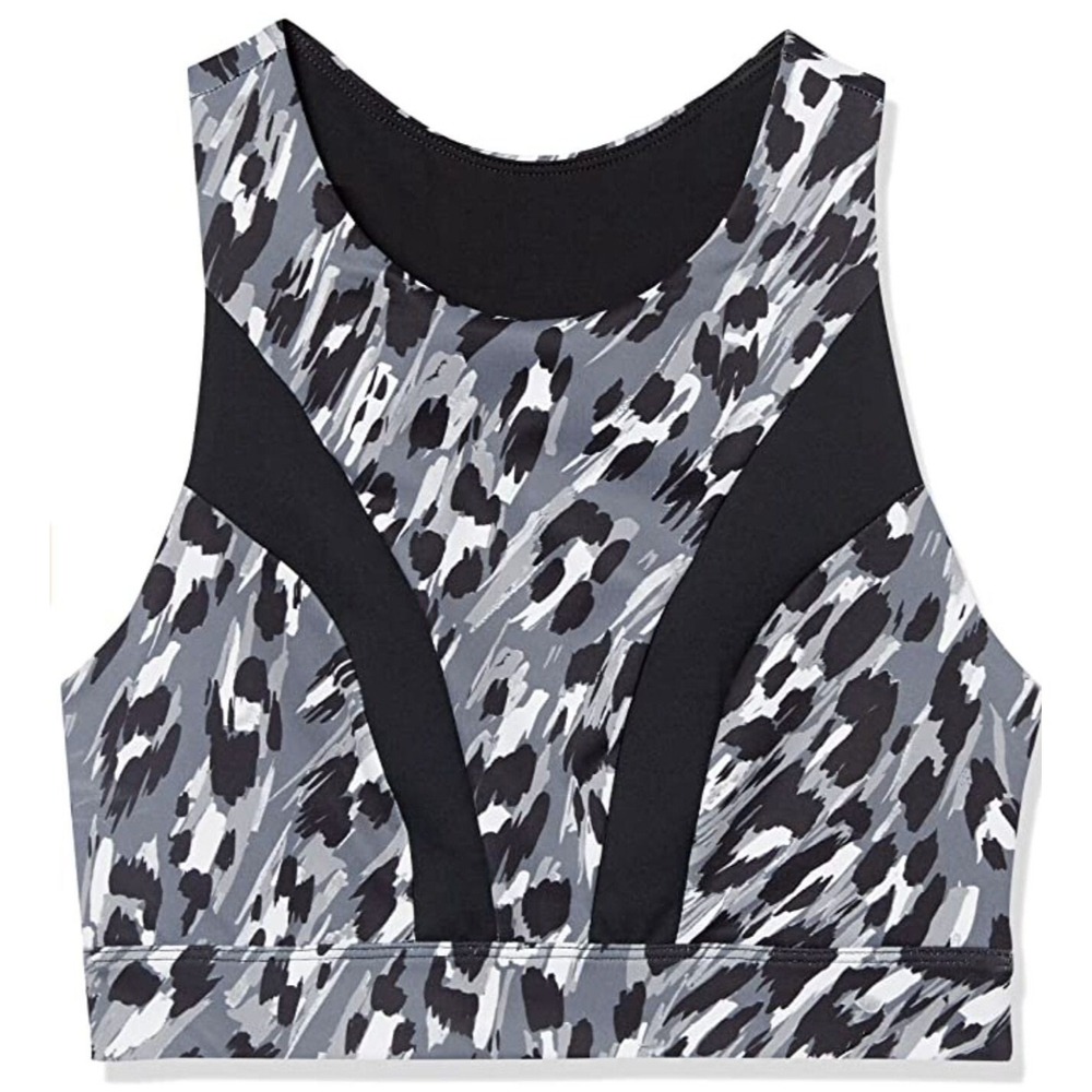 Core 10 Yoga Bralette XL 16 Black Grey Animal Print High Neck Longline NEW